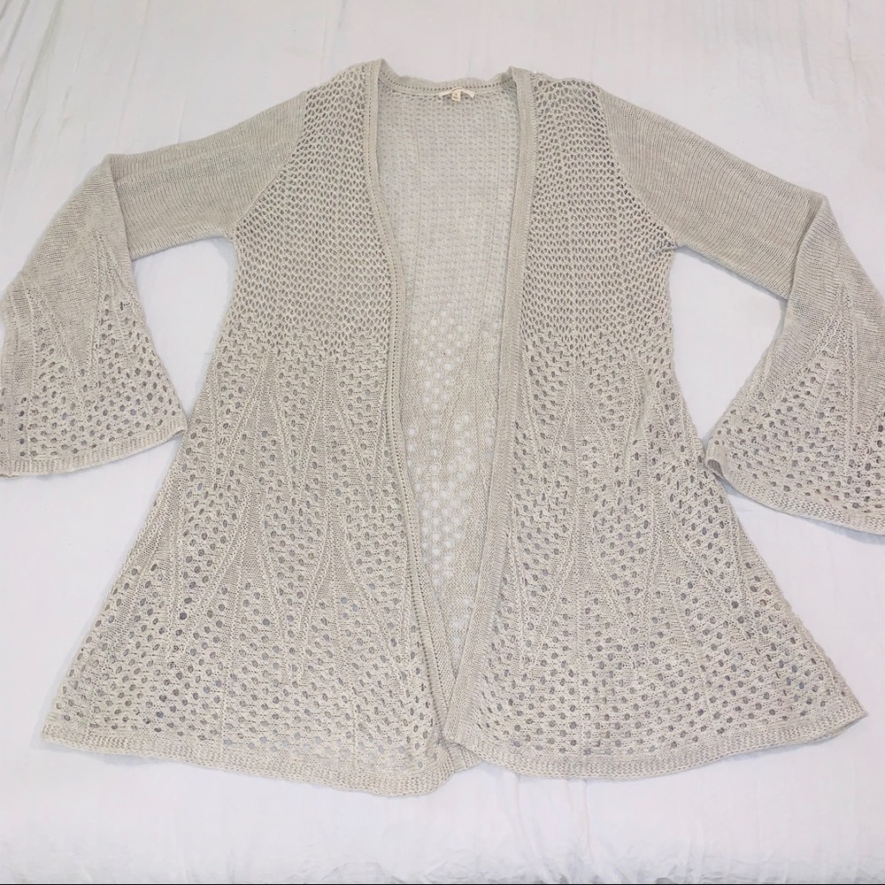 MYSTREE Crochet Knit Long Sleeve Cardigan - Picture 3 of 7